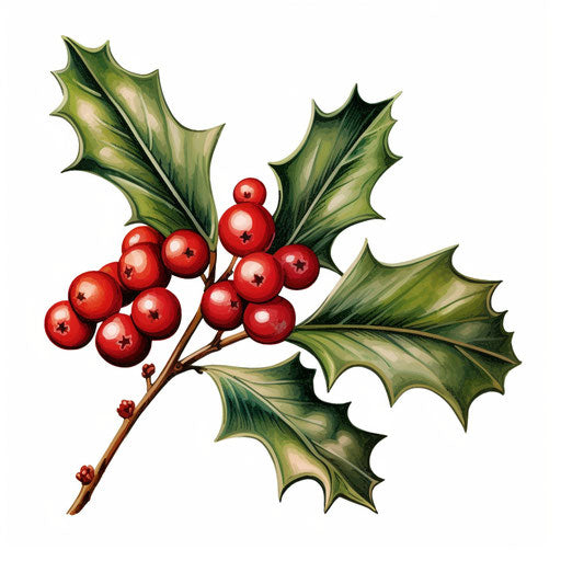 Holly icon in the style of Chiaroscuro Art, on white background