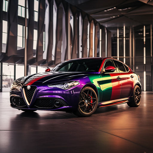 Classic Rainbow Colors Alfa Romeo Giulia Quadrifoglio