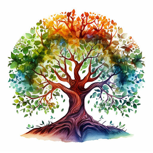 Tree of life clipart in the style of Oil painting, on a white background