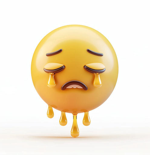 Crying emoji with tears flowing down face white background 27:28