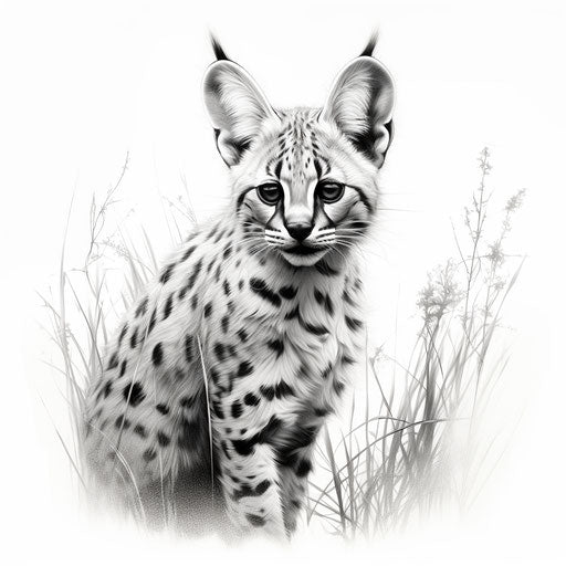 Drawing of a serval cat