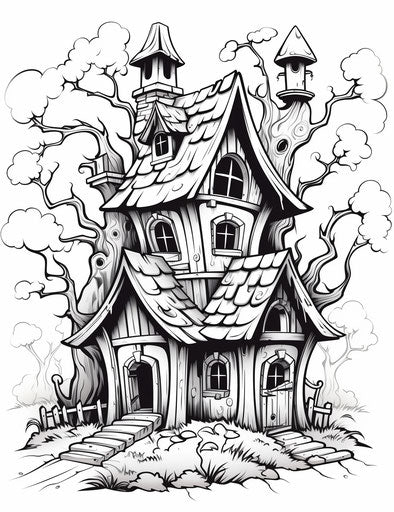 Halloween house coloring pages, accurate and detailed 24:31