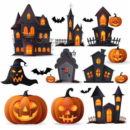 Happy Halloween clipart in a realistic photo style on white background