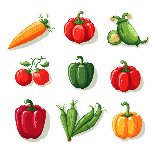 Minimalist style vegetables clipart on white background