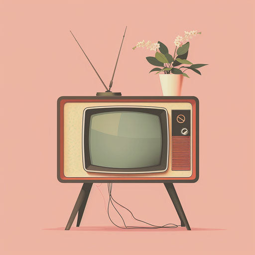 Realistic TV clipart on dusky rose background