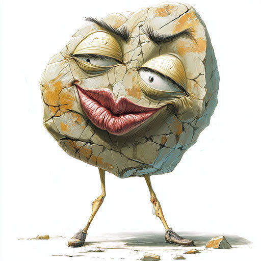 Humorous caricature of a rock clipart with human characteristics
