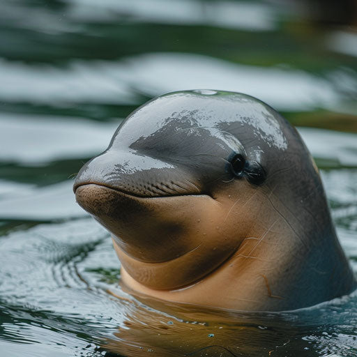 Close-up portrait of a Yangtze finless porpoise in the wild