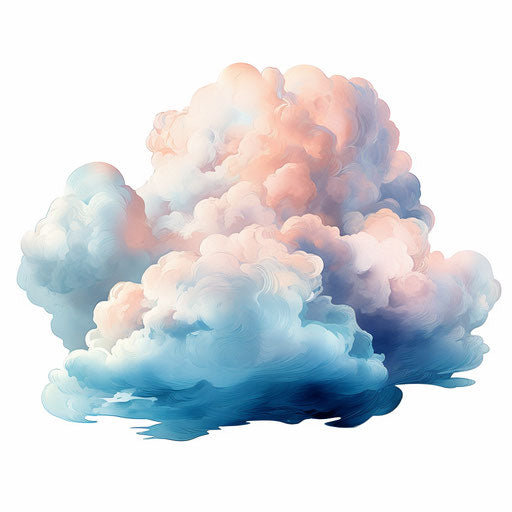 Clouds in the style of oil painting, on white background