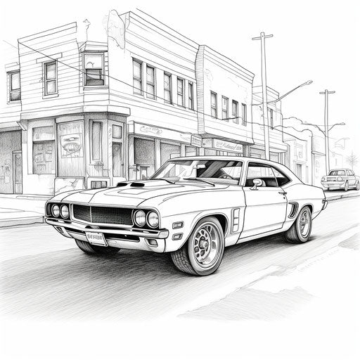 New car coloring page, vintage muscle cars design