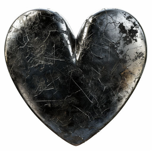 Graphic symbol of a black heart on transparent background