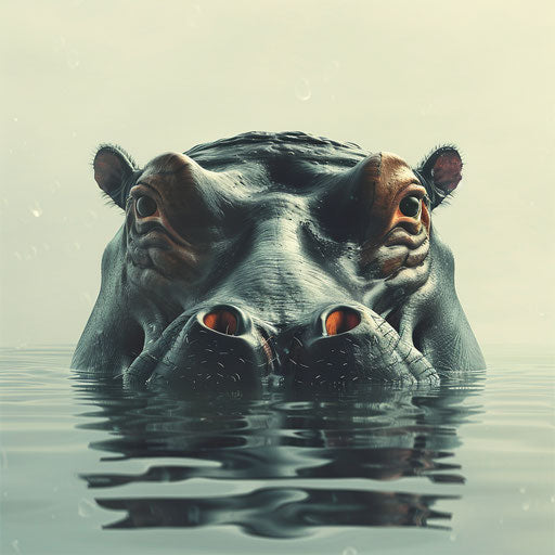 Hippo submerged with eyes and nostrils peeking out