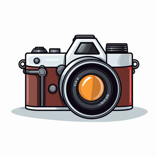 Minimalist camera illustration on white background