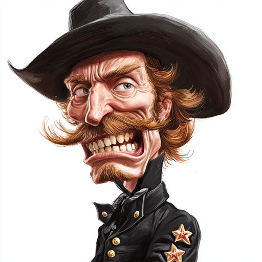 Dynamic George Custer Caricature Clipart for Visual Storytelling