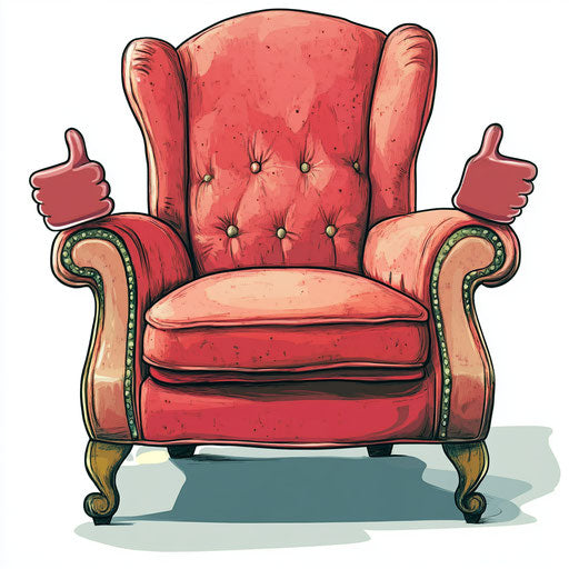 Humorous caricature of a chair with human characteristics