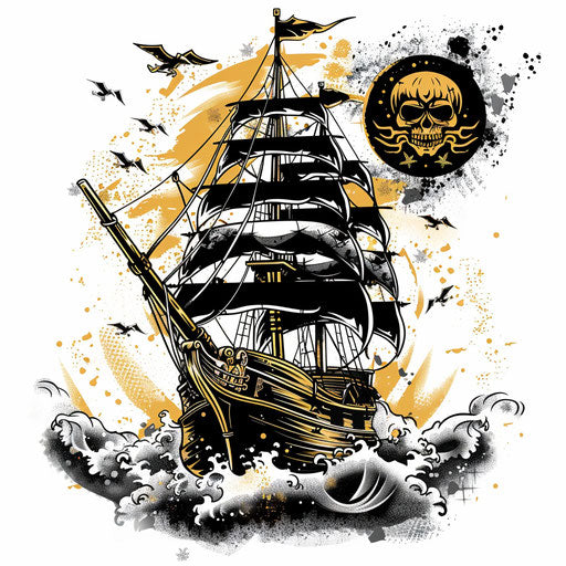 Conquest and victory under the Jolly Roger in black and gold