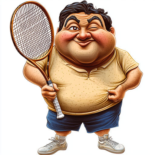 Humorous caricature of a tennis clipart with human-like features