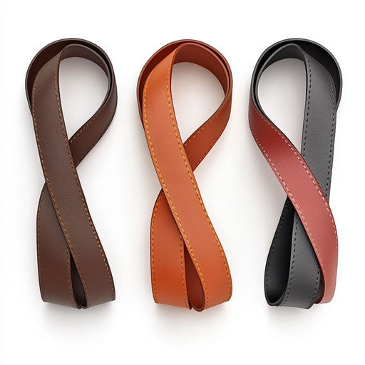 3D Leather Strips on flat white background, isolated clipart