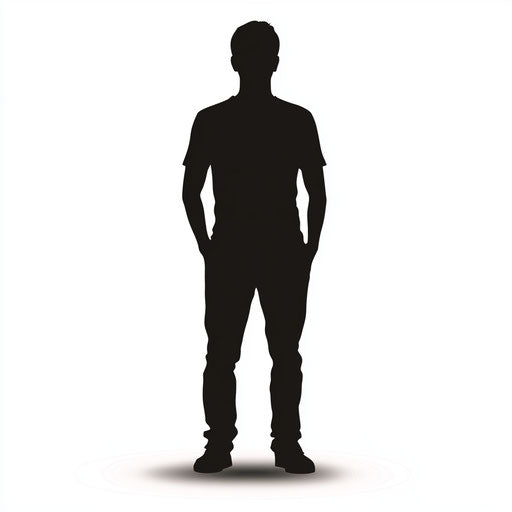 3D person silhouette on flat white background