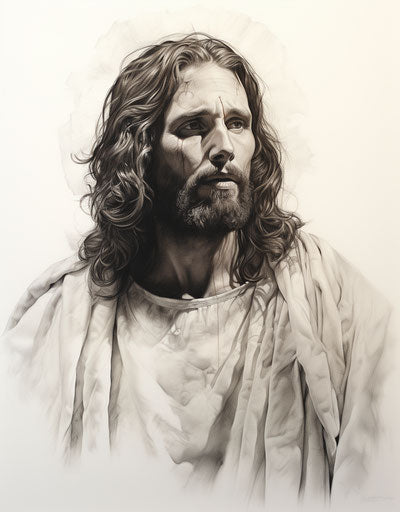 Drawing of Jesus' heart, ambient occlusion style, portrait iconography 25:32