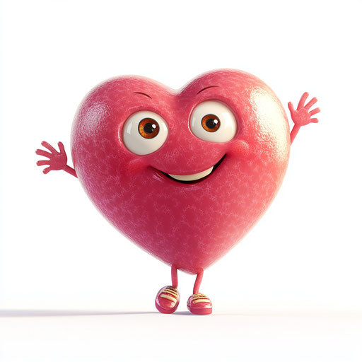 Professional Pink Heart Caricature Clipart in High-Definition