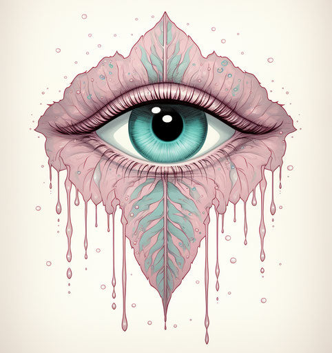 The all seeing eye in a leaf, simple colorful illustration style