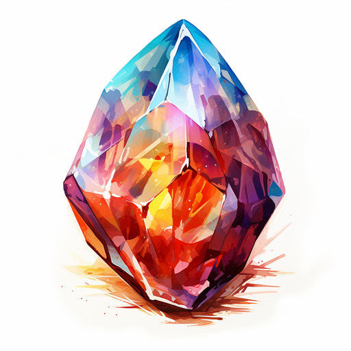 Gem clipart in the style of Oil painting, on a white background