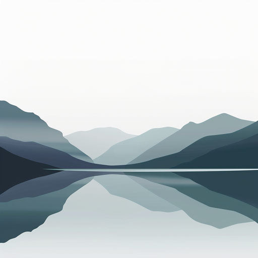 Realistic lake clipart on flat white background, minimalist