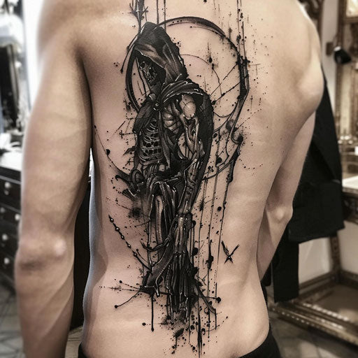 Rib tattoos for men with gothic elements