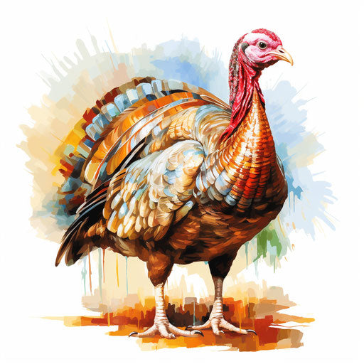 Turkey clip art in Oil painting style, on a white background