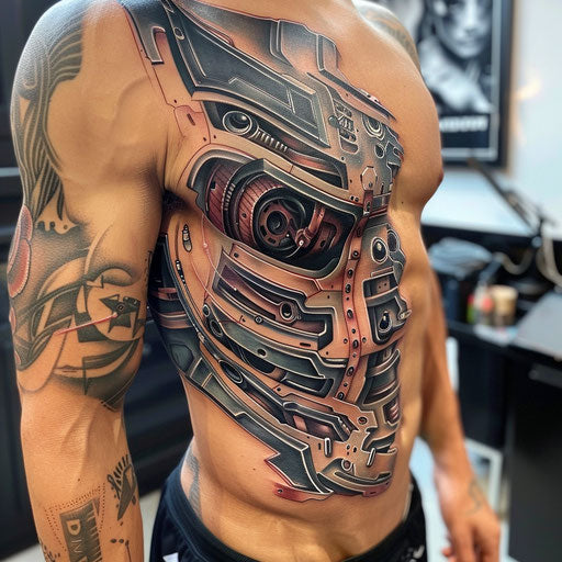 Rib tattoos for men with futuristic designs