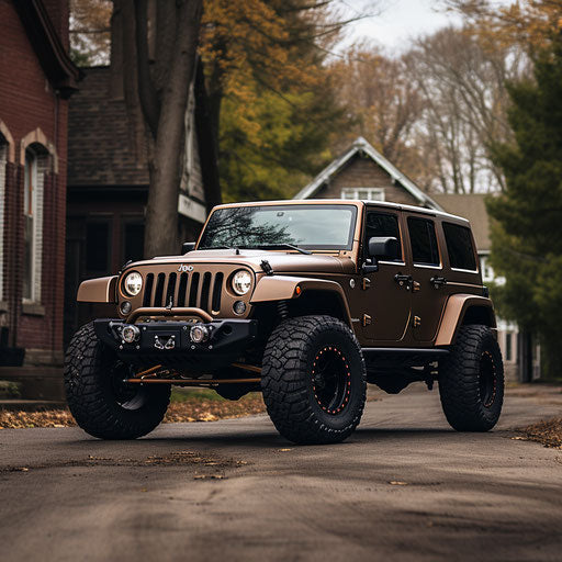 Classic brown Jeep Wrangler with hex code #5A4134