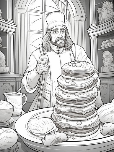 Pancake coloring page, comic art style