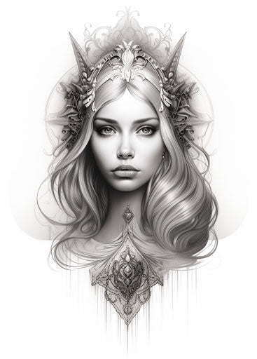 Tattoo design in the style of a saint's patience