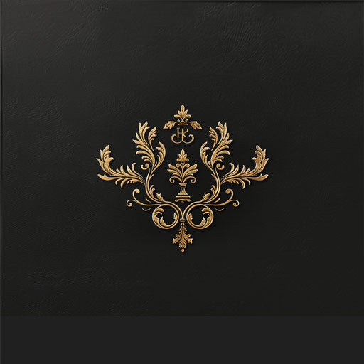 Elegant business logo with a gold emblem and serif font, on black background