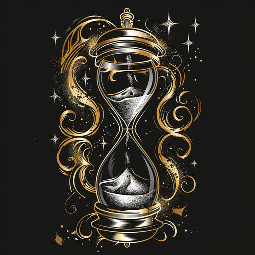 Symbolic tattoo sketch hourglass gold silver clipart style fleeting good times
