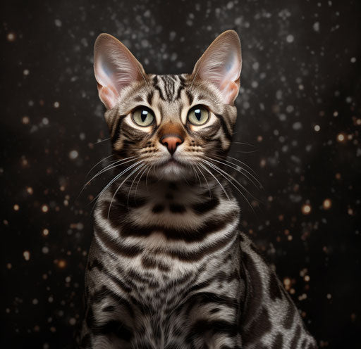 Bengal cat on white background, dark silver and light maroon style, heavy shading, textural richness, magewave, poignant, booru, mottled 28:27
