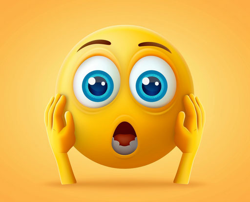 Yellow emoji icon with big blue eyes and hands on ears