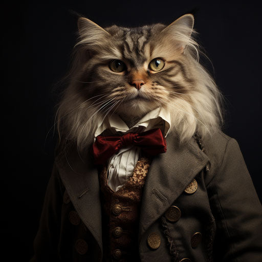 A Siberian cat dressed like a man