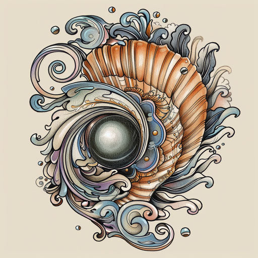 Black pearl in intricate seashell