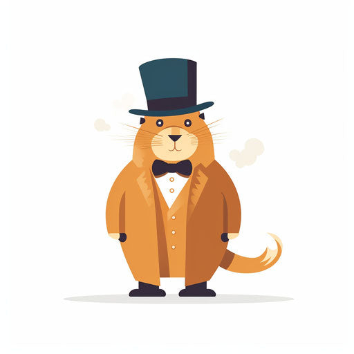 Groundhog drawing in the minimalist style, on white background