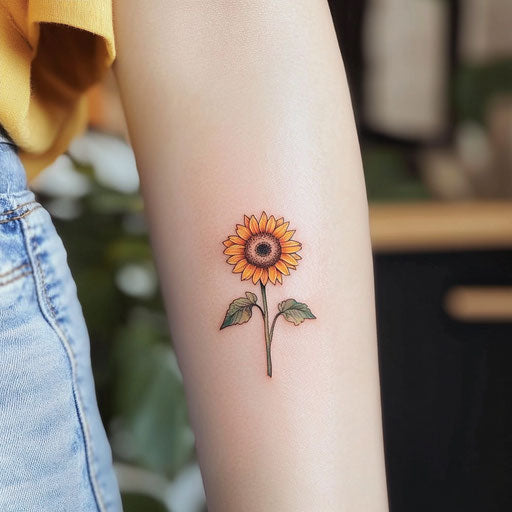 Small Sunflower Tattoo Vector Art