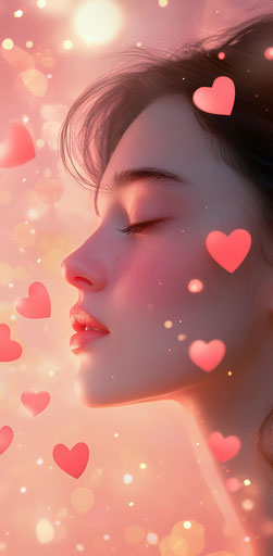 Romantic floating hearts on pink for Valentine's background