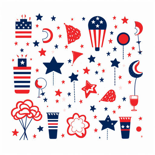 Free minimalist Fourth of July clipart images on white background