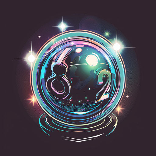 8 ball with holographic effects and shimmering silver