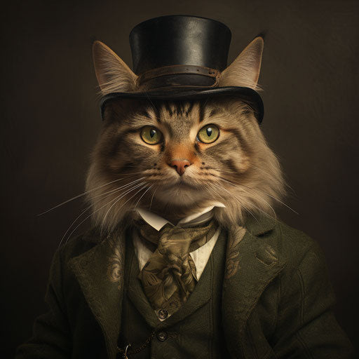 Manx cat dressed as a man