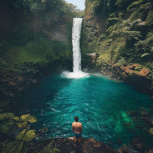La Fortuna Waterfall with crystal clear waters and rugged cliffs