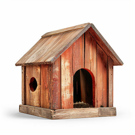 Realistic dog house clipart on flat white background