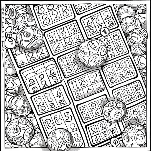 Detailed illustration of a bingo card filled with numbers and markers