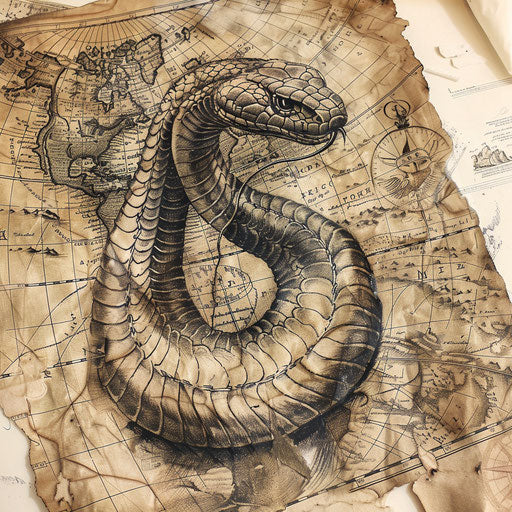 Vintage cobra tattoo sketch with sepia tones