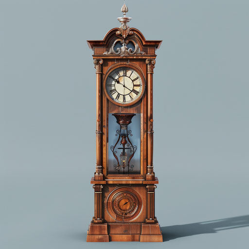 Realistic grandfather clock with random color background